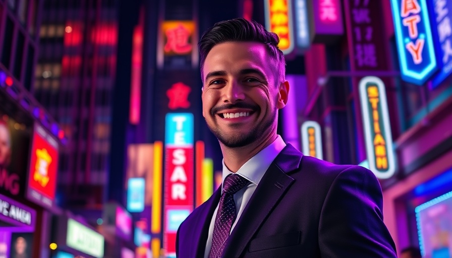 Hoby Hanna NAR criticism, man in suit against neon cityscape.