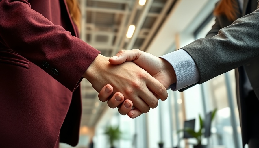 Handshake symbolizes human connection growth tactic in modern office.