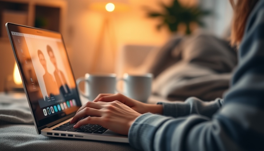 Person on laptop discussing community conversation content ideas.
