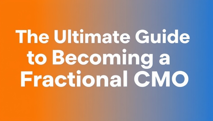Bold guide on Fractional CMO services in blue and orange.
