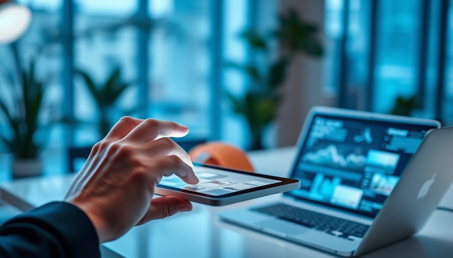 Futuristic tablet and laptop setup showcasing B2B digital commerce trends 2025.