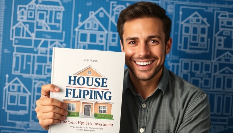 Real estate investor with house flipping book, suggesting investment strategies