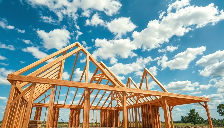 New home construction under blue sky symbolizes sales surge.