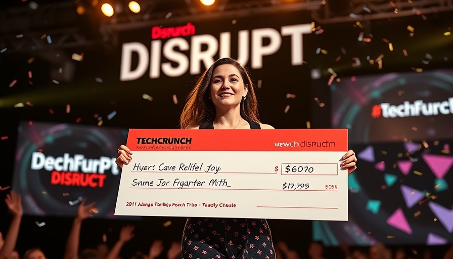 Startup Battlefield 200 winner celebrating on stage.