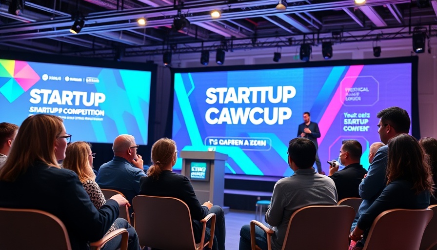 Startup Battlefield 200 application presentation at tech conference, featuring panelists and speaker.