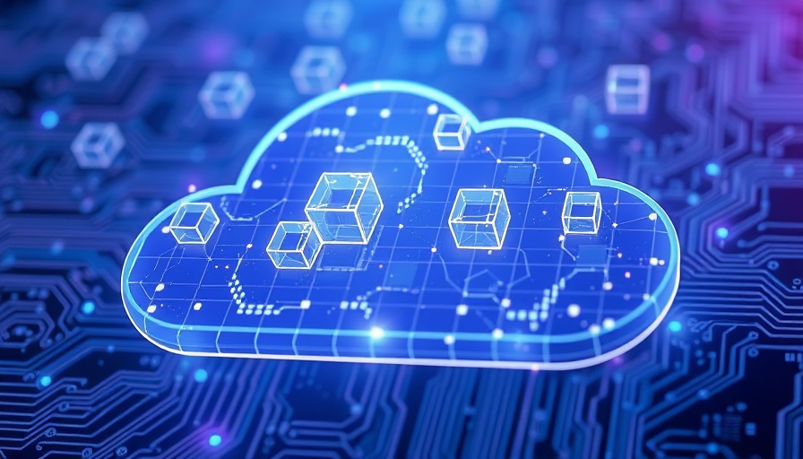 Digital cloud hologram on circuit board for AI storage platform valuation.