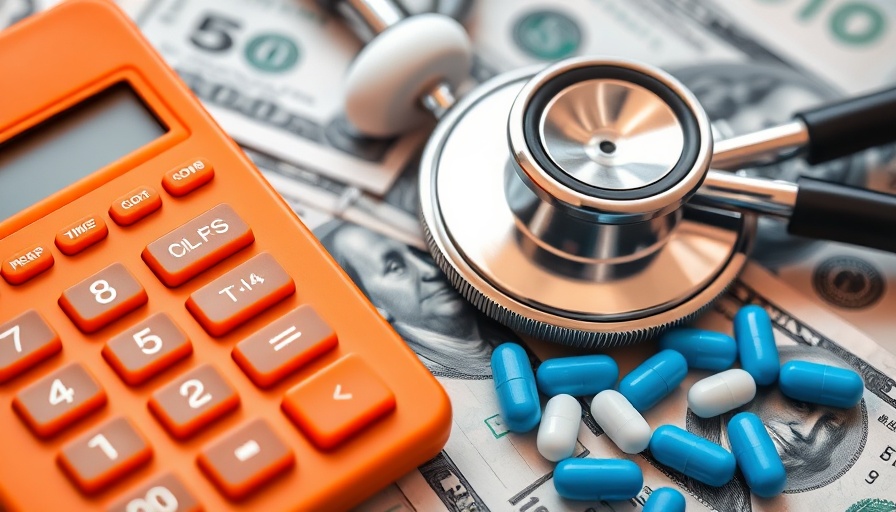 Financial health concept with calculator and stethoscope.