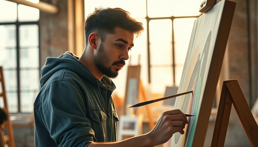 Artist painting in a sunlit studio, Make Money on Instagram.