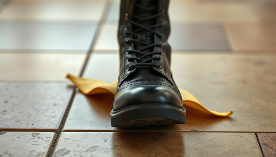 Boot near banana peel on floor, related to hiring a personal injury lawyer.