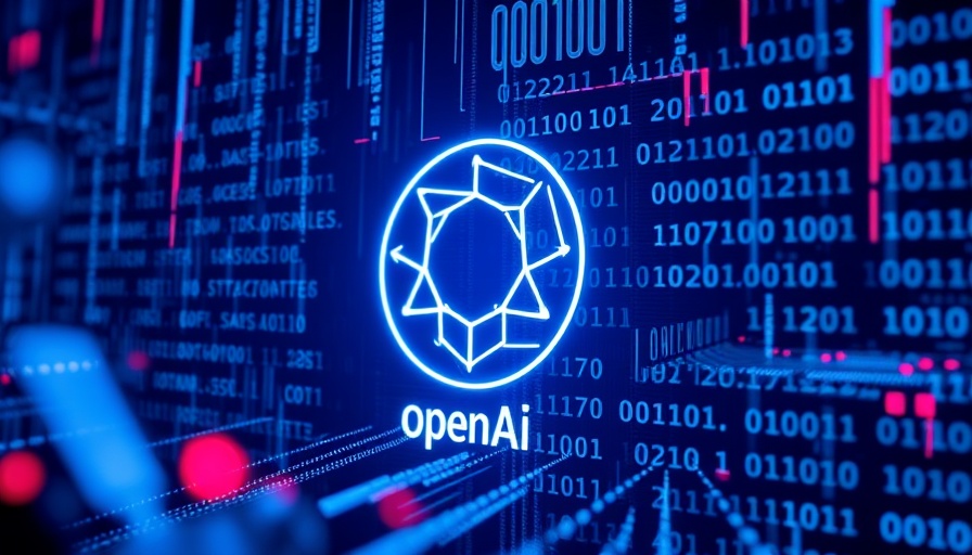 OpenAI logo amidst binary code, symbolizing tech innovation.