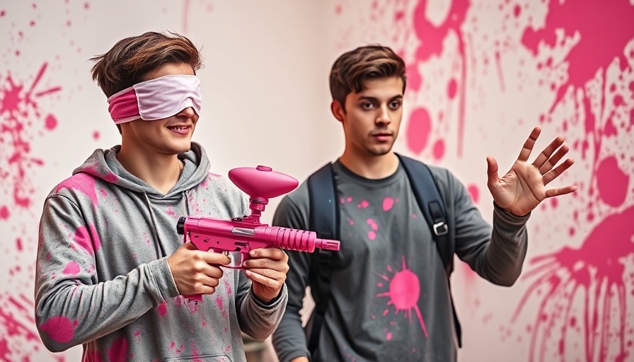 Young men in paintball challenge, highlighting influencer responsibility.
