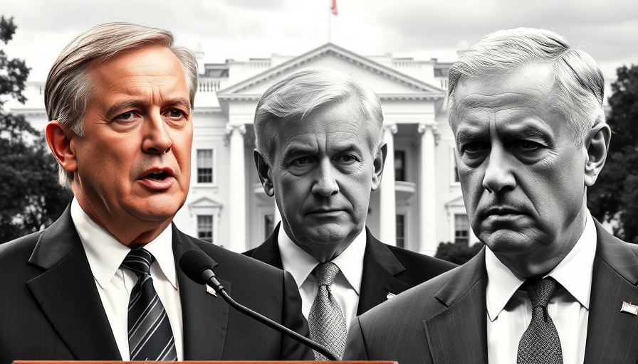 Collage of three men with the White House, investigation theme.