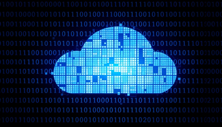 Digital cloud icon with binary code, illustrating technology theme.