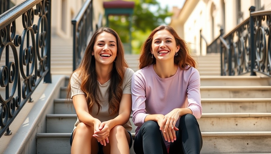 Joyful women smiling on steps representing AI leadership development.