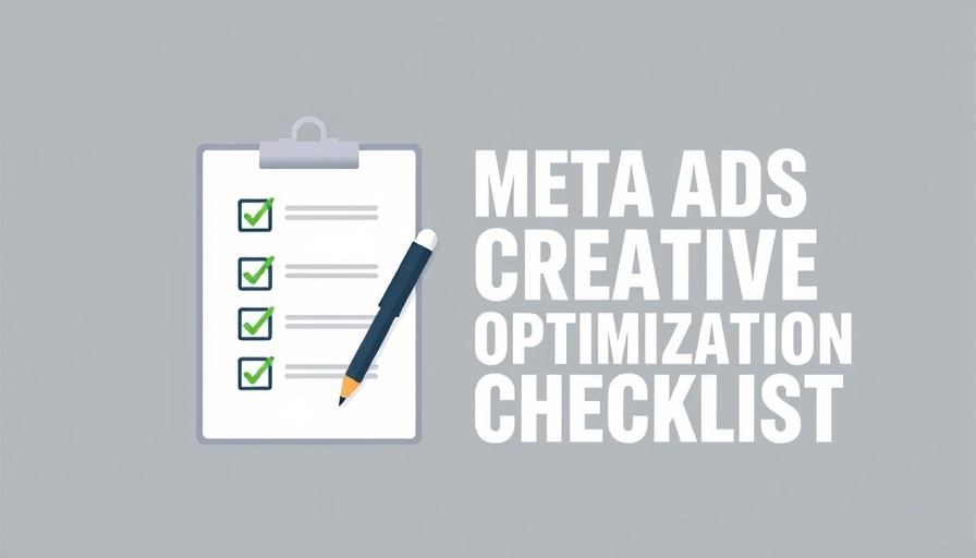 Meta Ads Creative Optimization checklist illustration with checkmarks.