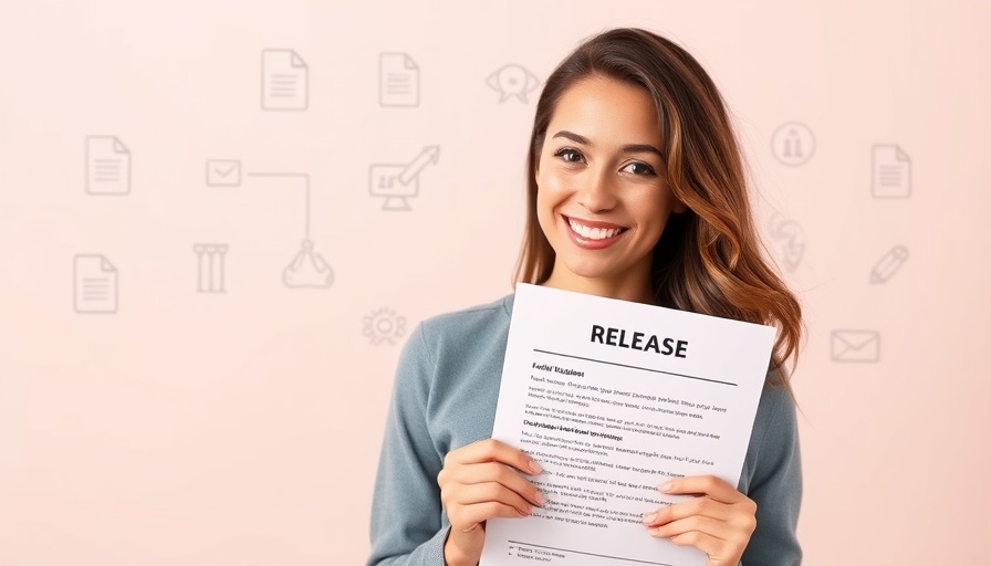 Legal Release Forms for Gifted UGC concept with smiling woman.