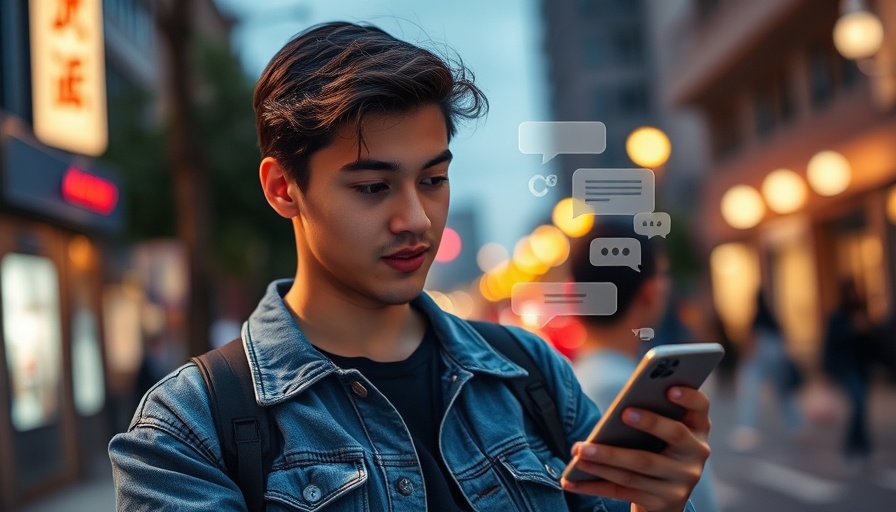 Person using smartphone with AI chat icons, illustrating how to use AI in your business.