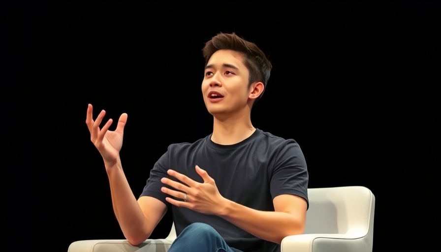 Young man discussing Figma IPO insights for startups on stage.