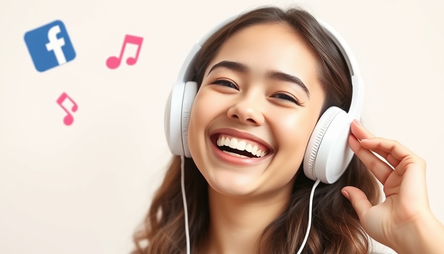 Facebook Music Feature with woman happily enjoying music.
