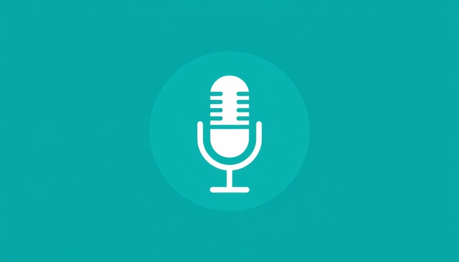 Minimalist microphone icon on a teal background for podcast theme