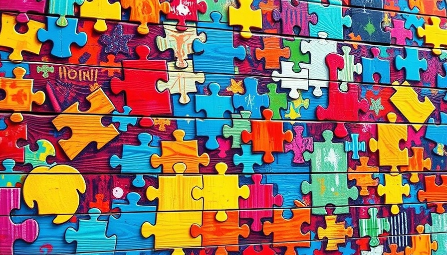 Colorful puzzle mural representing creativity and connection.