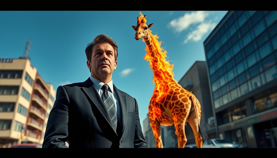 Influencer witnessing a surreal engagement challenge with a giraffe.