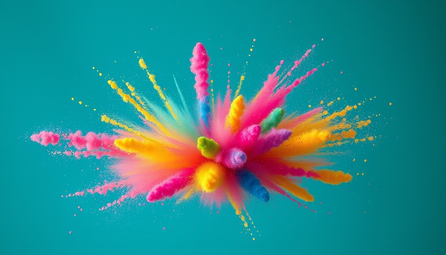 Colorful powder explosion on teal background, representing Anti-Agency Model for Small Businesses.