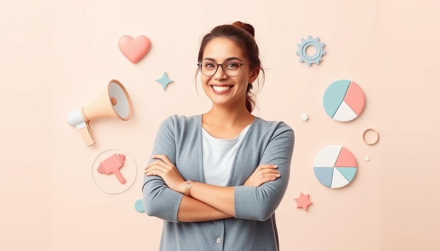 Reverse seeding concept with smiling woman and marketing icons.
