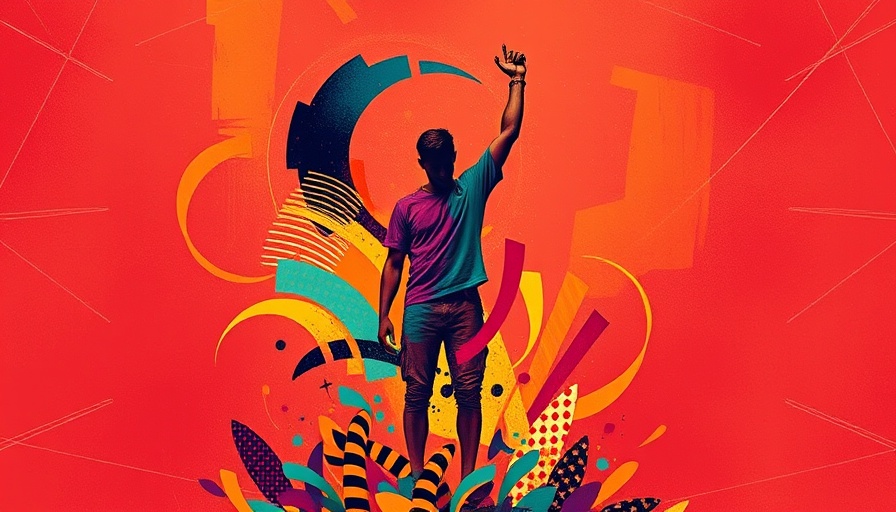 Colorful abstract illustration with person waving, symbolizing a brain-computer interface startup.