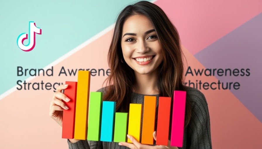 TikTok Brand Awareness Strategy concept with smiling woman and graph icon.