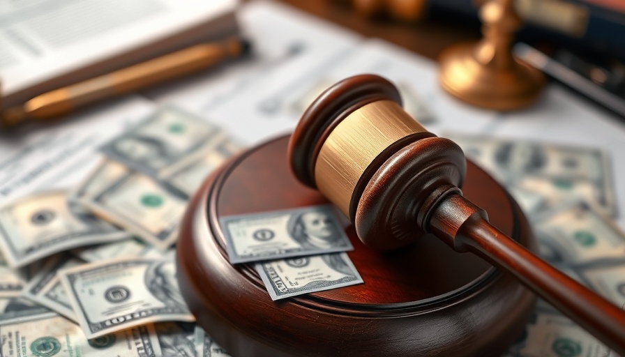 Judicial gavel on money, symbolizing caliber overcharge allegations.
