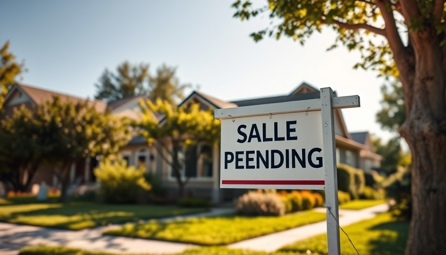 Suburban house with 'Sale Pending' sign amid summer greenery.