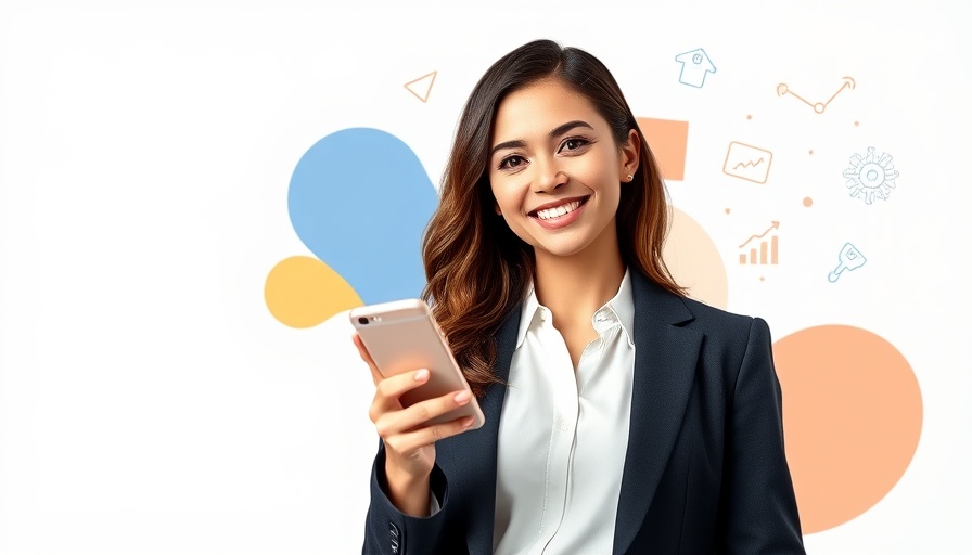 Confident woman with smartphone, advanced social media marketing techniques backdrop.