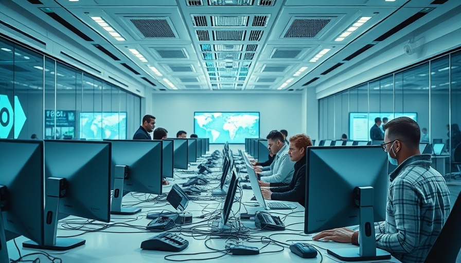 Modern office with diverse team using AI tools for small businesses.