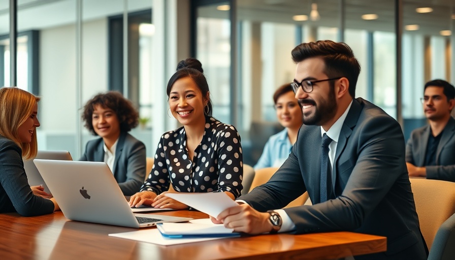 Business professionals discussing sales negotiation techniques in a meeting.