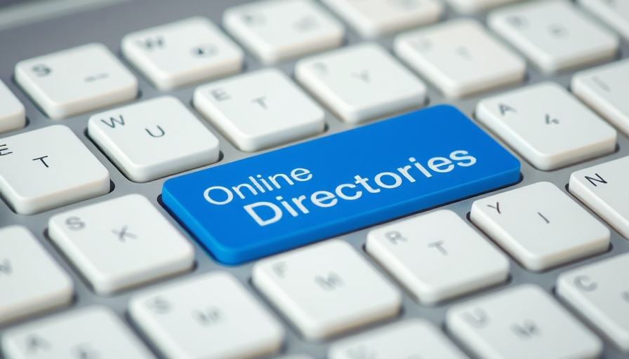 Close-up of 'Online Directories' keyboard key emphasizing digital directories benefits for small businesses.