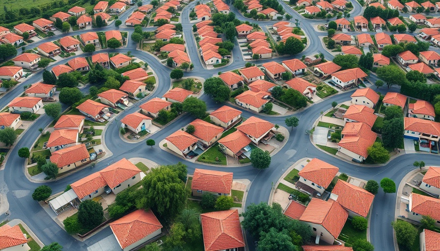 Aerial view of homes showing US home prices inflation comparison.