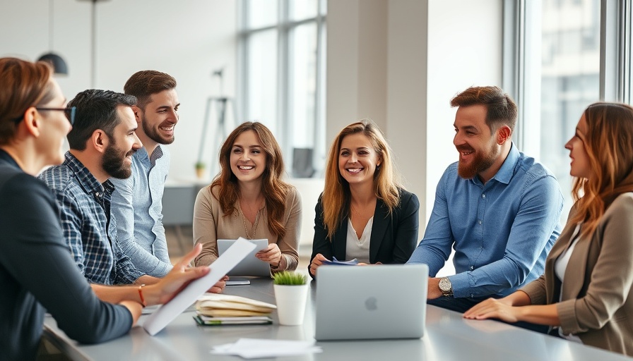 Diverse team in a meeting discussing business storytelling.