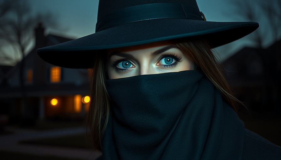 Mysterious woman escaping the secret agent trap near a house.