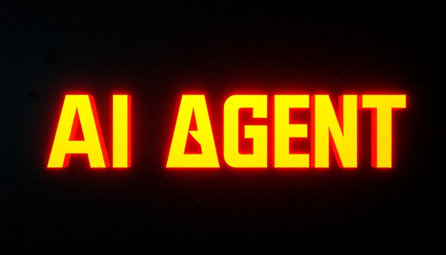 Futuristic 'AI Agent' text design with tech stack theme.