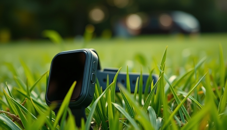 White fitness tracker on grass enhancing performance outdoors.