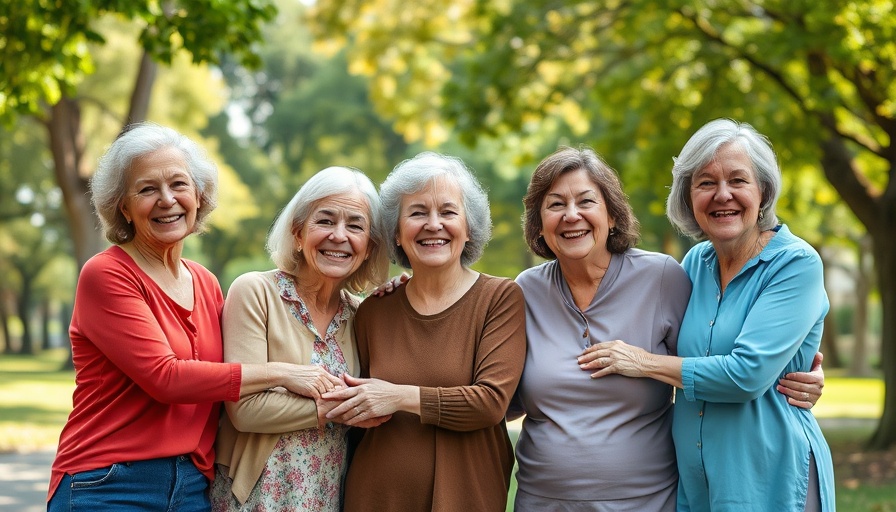 Group of middle-aged women embracing outdoors, symbolizing support and joy.