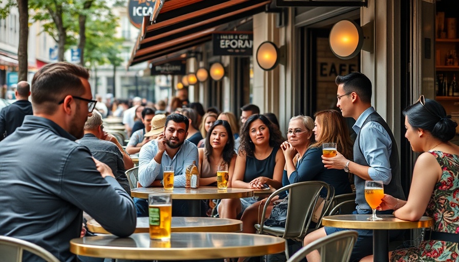 Busy urban cafe scene illustrating restaurant general managers shortage.