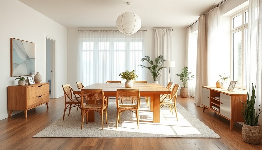 Modern dining room decorating ideas with wooden furniture and large lantern.