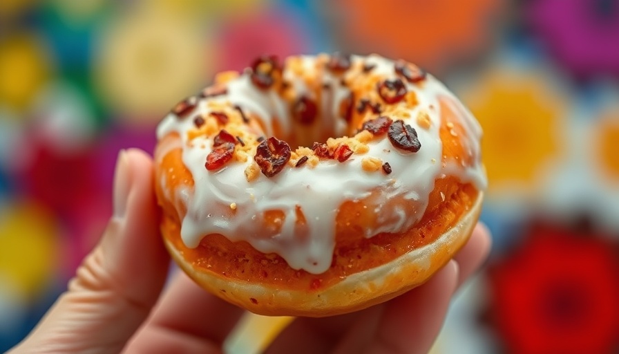 Gourmet donut topped with ice cream for National Donut Day Specials.