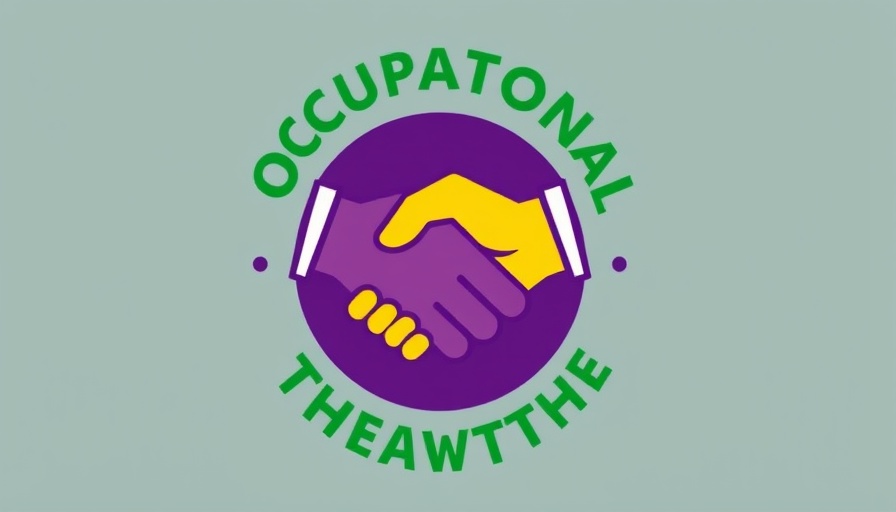 Occupational Therapy Month emblem with handshake and inspirational message.