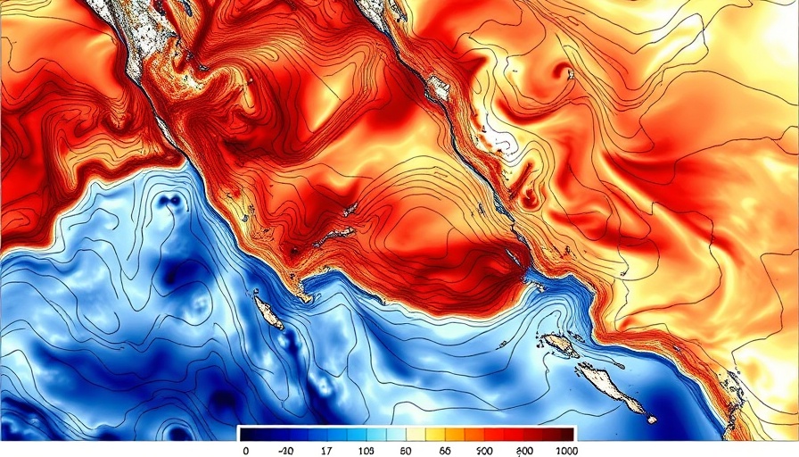 Northern California weather whiplash map showing temperature anomalies and pressure changes.