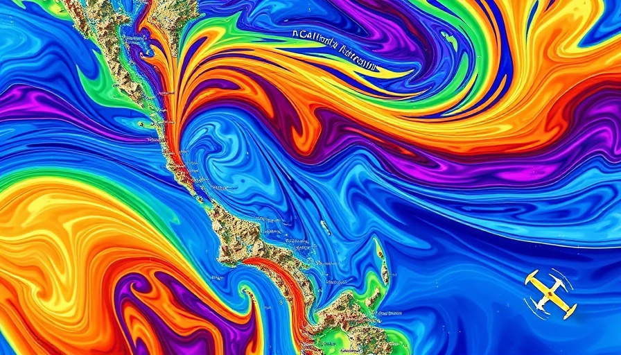 California epic winds map with directional arrows