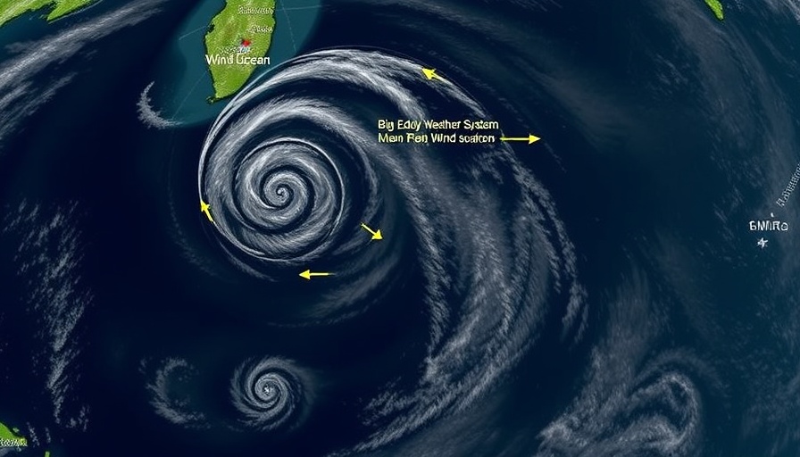 Big Eddy Weather System satellite image with wind directions.