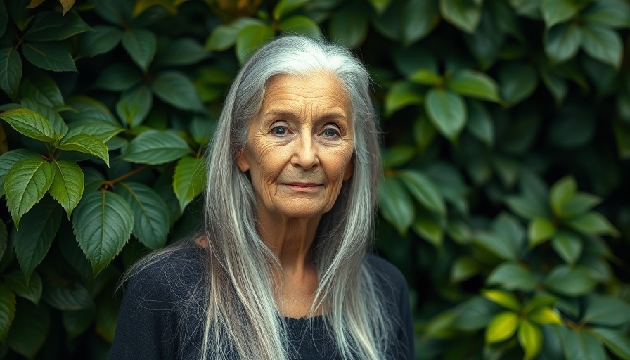 Portrait of a serene woman in nature, highlighting environmental connection.